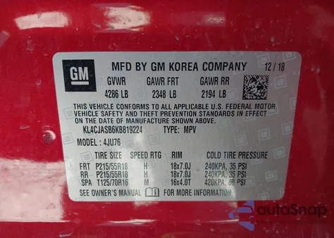 2019 Buick Encore Fwd Preferred z USA, uszkodzony, nr VIN KL4CJASB6KB819224